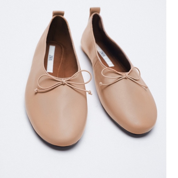 Zara Shoes - Zara Beige Leather Ballet Flats Size 8/39